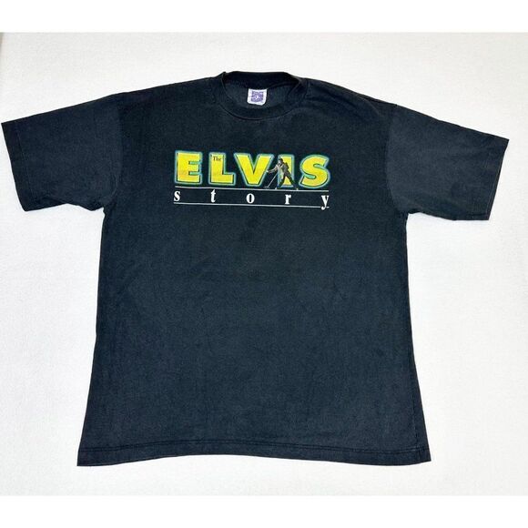 Vintage 90s The Elvis Presley Story T-Shirt Black XL Promo Single Stitch - Picture 2 of 8